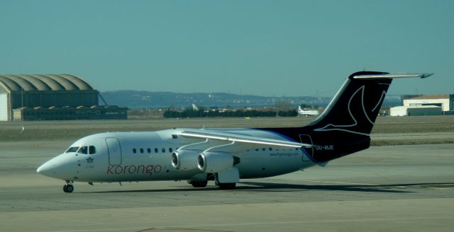 Avro RJ-100 Avroliner (OO-MJE) - One of the first planes of the new airline, Korongo (www.flykorongo.com) , to be based in Lubumnashi, in The Congo, partly owned by Brussels Airlines. Filmed today at Marseille Airport.