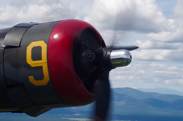 Consolidated B-24 Liberator (NX224J) - Number 1 from the worlds only flying B24J as seen from the nose of the plane.  I was lucky enough not only to fly on her, but fly on her for free.  I non-reved up to Spokane where my friend picked me up and flew out of Coeur DAlene to Kalispel, MT. It was an epic day, and one I will never forget. 