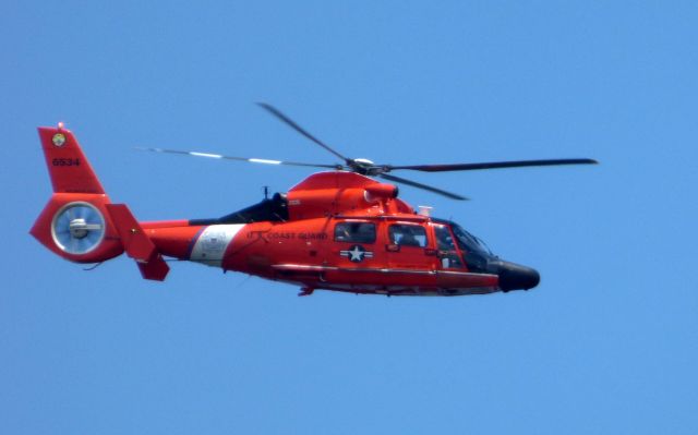 N6534 — - Shown here is a US Coast Guard Aerospatiale Dolphin SA366G1 short range air and sea rescue helo off the coast of Monmouth NJ in the Summer of 2017.