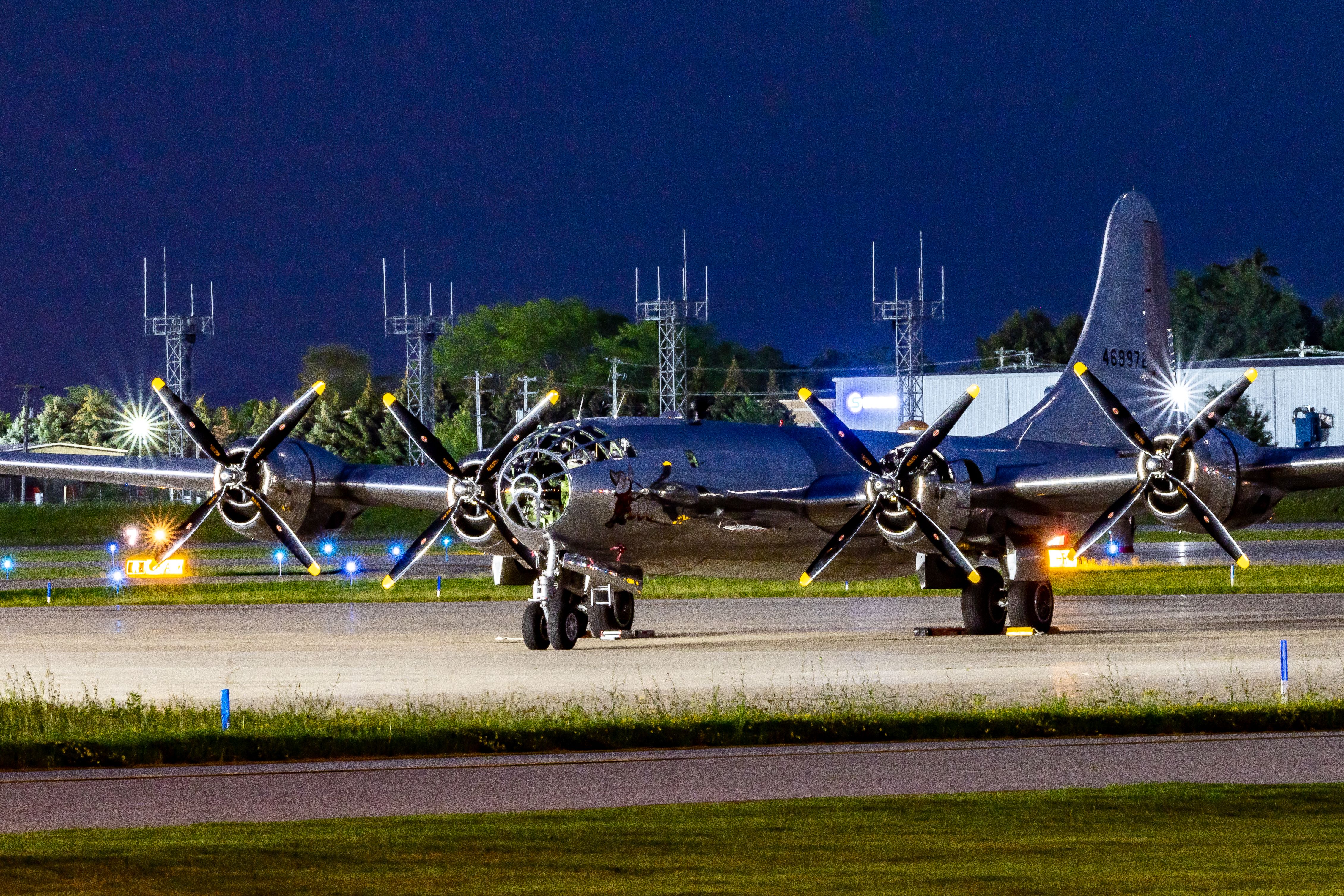 Boeing B-29 Superfortress (N69972) - Doc, a B29 Superfortress sits at the ramp at KGRR