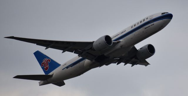 BOEING 777-200LR (B-2080) - My first time seeing China Southern Cargo before! From the Schiller Park Metra station, 5/10/18.