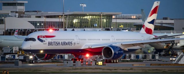 Airbus A350-1000 (G-XWBO) - British Airways Speedbird 84 taxiing for a twilight departure at YVR this evening.