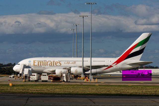 Airbus A380-800 (A6-EOI) - waiting patiently on the tarmac for transfer to gate before flightbr /a rel=nofollow href=http://flightaware.com/live/flight/A6EOI/history/20160505/0800Z/YMML/WSSShttp://flightaware.com/live/flight/A6EOI/history/20160505/0800Z/YMML/WSSS/a