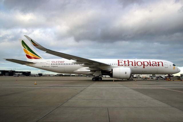 Airbus A350-900 (ET-AYB) - Parked on Stand 252 on 22-Jan-21 prior to operating flight ETH701 to HAAB.