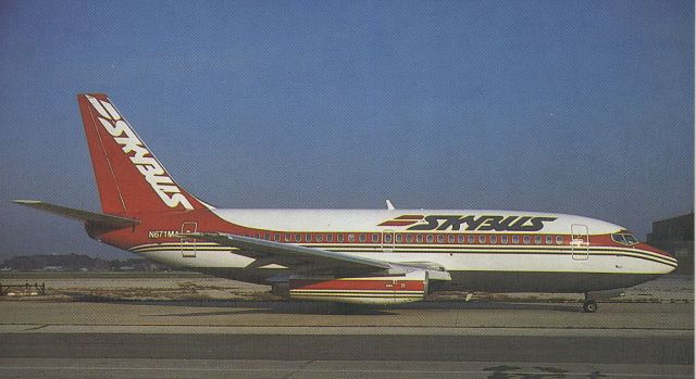 Boeing 737-200 (N671MA) - scanned from postcardbr /skybus