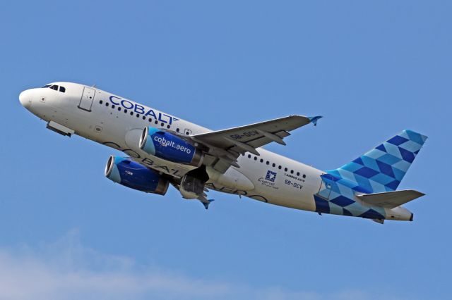 Airbus A319 (5B-DCV) - FCB659 departing Manchester on the flight back to Larnaca in Cyprus