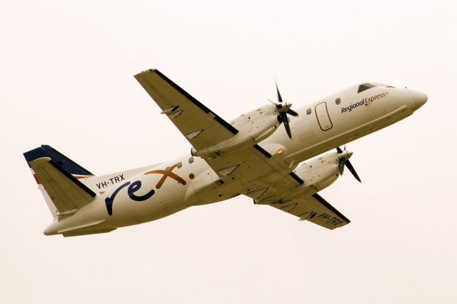Saab 340 (VH-TRX) - Getting airborne off runway 23 and heading to another regional destination. Friday 1st February 2013.