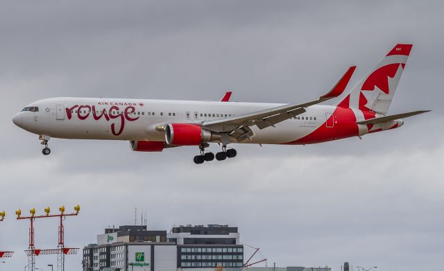 BOEING 767-300 (C-GHLV) - This Rouge 763 arriving from Orlando on a grey day at YYZ