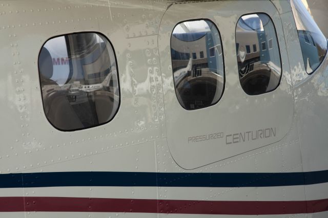 Cessna P210 Pressurized Centurion (N5447A) - A great P210 "R" model, 325HP. Factory intercooler. Parked at RELIANT AIR, where you find the lowest fuel prices on the Danbury (KDXR) airport.