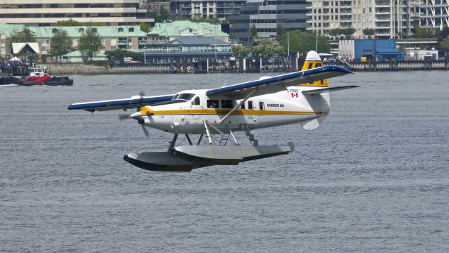 De Havilland Canada DHC-3 Otter (C-FRNO) - Harbour Air Ltd De Havilland Otter (Ser#21) on final to Vancouver, BC air harbor on 5/18/13.