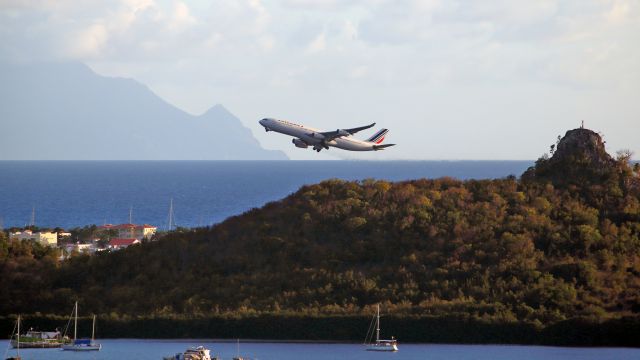 Airbus A340-300 (F-GLZK) - View from "Fort Louis" Marigot.br /In the distance "Saba Isle"