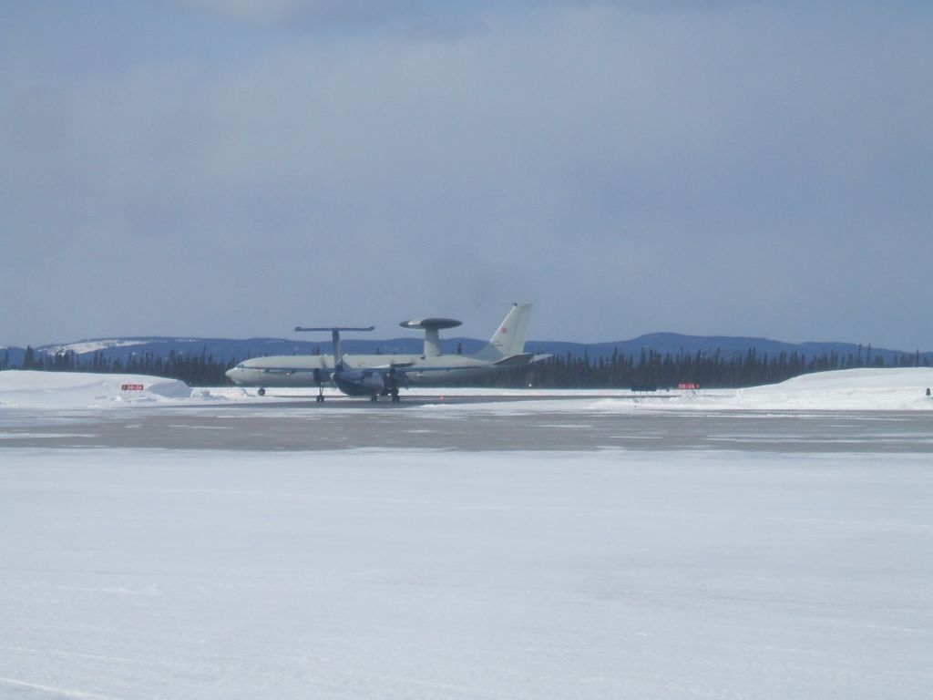 LXN90446 — - AWAC E-3A just landed and Air Labrador Dash 8 Taxiing out for Takeoff. ( C-FXON )