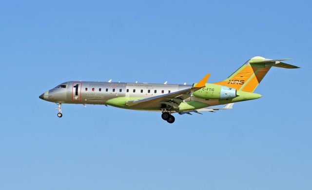 Bombardier Global Express (C-FTIO) - First Global Vision Flight Deck test aircraft seen on Final for 19R while doing VFR runs at the KICT Bombardier Factory.