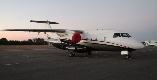 Fairchild Dornier 328 (N328LN) - A Fairchild Dornier Do. 328-300 on the ramp at Thomas J. Brumlik Field, Albertville Regional Airport, AL - October 17, 2016. Photo taken at dusk.