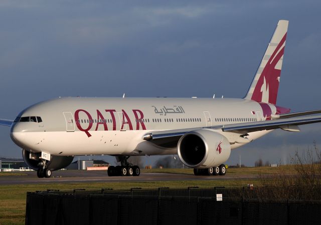 BOEING 777-200LR (A7-BBC) - QatarAirways new B77.2LR lines up for departure to Doha