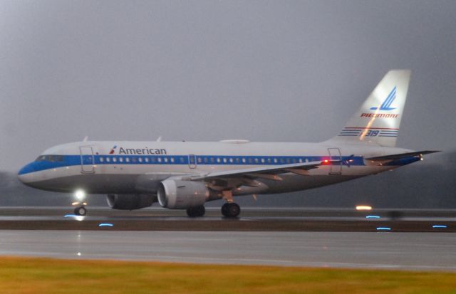 Airbus A319 (N744P) - The Piedmont retro jet at GSP.  12/10/2022.