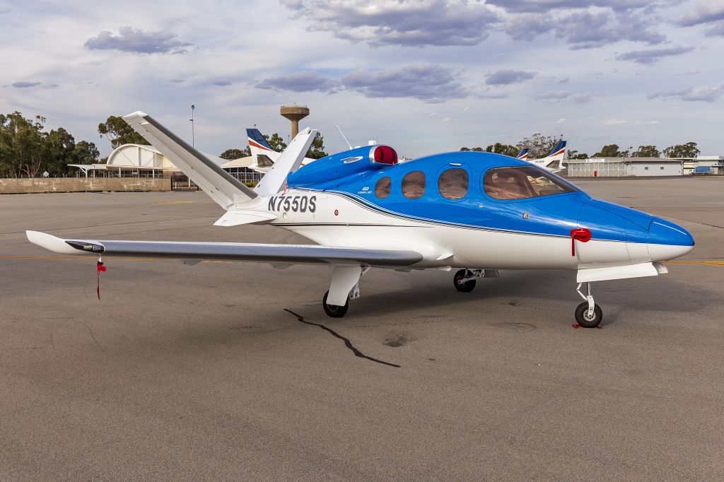 Cirrus Vision SF50 (N755DS) - Cirrus Vision SF50 G2 (N755DS) parked at Wagga Wagga Airport, after making an emergency landing.br /br /The aircraft was scheduled to make a fuel stop in Wagga Wagga, however the aircraft encountered a technical issue while on final approach and aborted landing, heading west before heading back to Wagga Wagga with emergency services on standby at the assembly point. the aircraft landed on the second attempt and taxied to the freight/ambulance bay. 