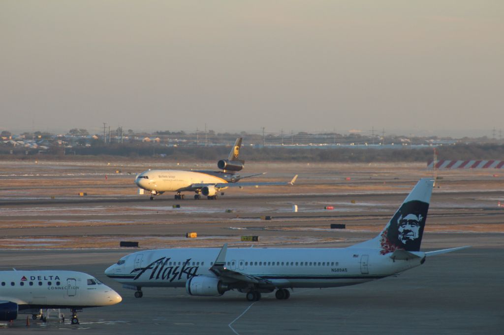 Boeing MD-11 (N283UP) - 121013 UPS on take-off roll. Alaska B738 N589AS taxiing out