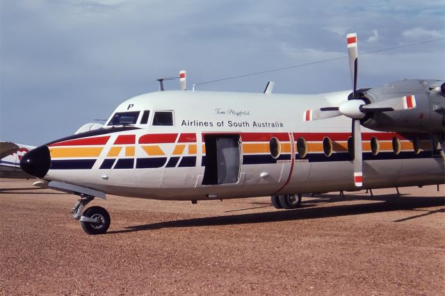 Airbus A320 (VH-FNP) - AIRLINES OF SOUTH AUSTRALIA - FOKKER F-27-200 FRIENDSHIP - REG : VH-FNP (CN 10305) - BIRDSVILLE QLD. AUSTRALIA - YBDV (4/9/1982) 35M SLIDE CONVERSION USING A LIGHTBOX AND A NIKON L810 DIGITAL CAMERA IN THE MACRO MODE.