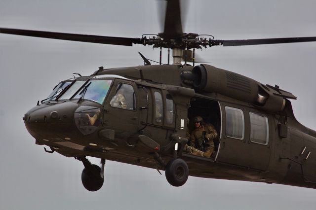 8424012 — - UH-60 based out of Fort Hood, TX performing a display inserting US Army Special Operations Command Black Daggers at the Heart of Texas Airshow 2018 in Waco, TX