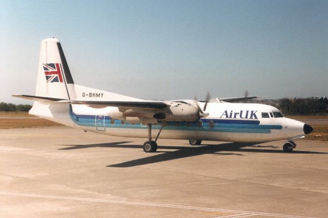 FAIRCHILD HILLER FH-227 (G-BHMY) - Taxiing to depart rwy 26 on 15-Jul-89.br /br /Registration cancelled 27-Feb-03. Preserved at the City of Norwich Aviation Museum.