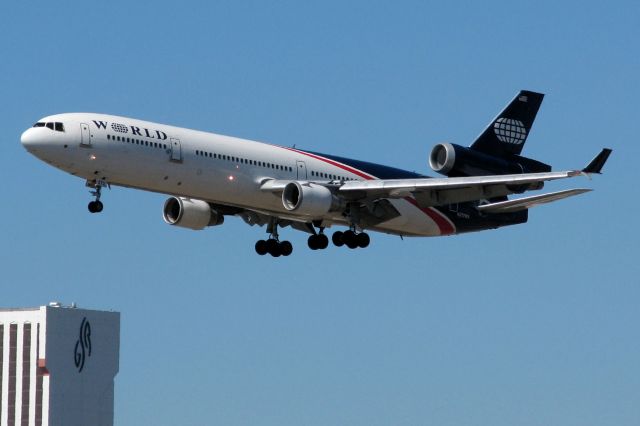 Boeing MD-11 (N272WA) - "World 9637 Heavy" completing its short final approach to Reno Tahoe Internationals runway 16R after a flight from KATL.