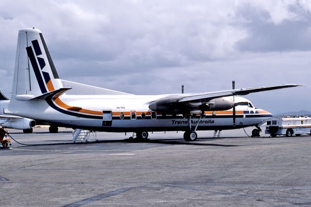 de Havilland Dash 8-200 (VH-TQS) - TRANS AUSTRALIA AIRLINES TAA - FOKKER F-27-600 FRIENDSHIP - REG : VH-TQS (CN 1041) - TOWNSVILLE QUEENSLAND AUSTRALIA - YBTL (2/7/1986)35MM SLIDE CONVERSION.