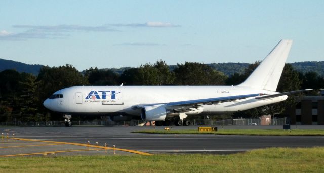 BOEING 767-200 (N739AX) - Turning to the active runway for departure is this 1982 Air Transport International Boeing 767-232 in the Autumn of 2020.