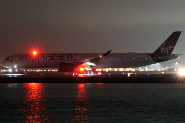 Airbus A350-1000 (G-VLUX) - Virgin Atlantic A350-1000 departing Boston Logan for Frankfurt, Germany with the New England Patriots for their game against the Colts. 