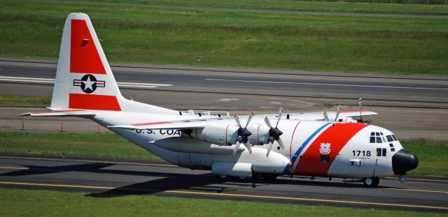 N1718 — - United States Coast Guard HC-130H Taxing to Flightcraft at Portland International Airport.