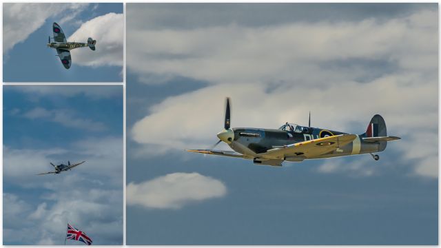 — — - Montage of Spitfire at CYXX airshow 2015