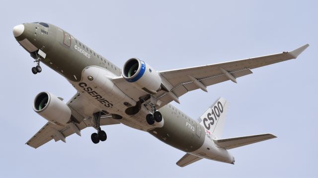 Bombardier CS100 (C-GWXJ) - Bombardier Aerospace CS100 Experimental performing a go-around on Runway 17L at Colorado Springs