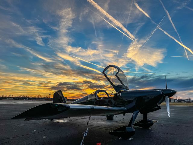 Vans RV-6 (N48GB) - A beautiful January sunset illuminates a complex matrix of contrails over a friends RV-6 in Lebanon, Tennessee. 