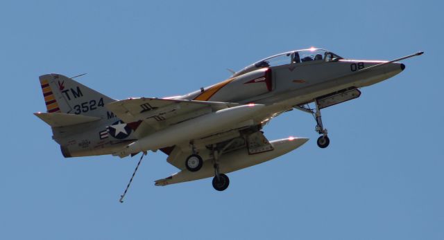 SINGAPORE TA-4 Super Skyhawk (15-3524) - The Collings Foundations McDonnell Douglas TA-4F Skyhawk during a low and slow pass down the runway during the Red Tails Over Montgomery Airshow rehearsal, Dannelly Field, Montgomery Regional Airport, AL - September 7, 2018.