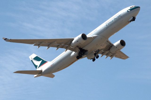 Airbus A330-300 (B-LAX) - Getting airborne off runway and heading home to Hong Kong via Melbourne. Thursday 4th April 2013.