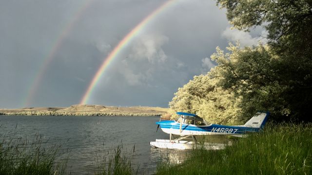 Cessna Skyhawk (N46287) - After the storm on Fort Peck Lake, Montana. 