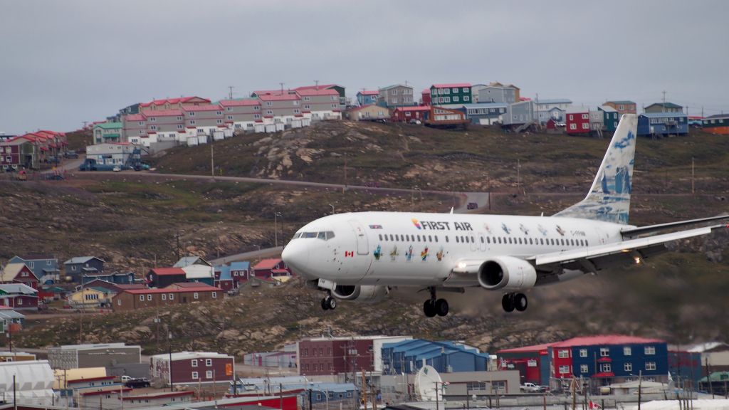 BOEING 737-400 (C-FFNM) - C-FFNM, First Air Boeing 737-400, the first southern passengers arrive at the new Iqaluit International Airport. Aug.9, 2017