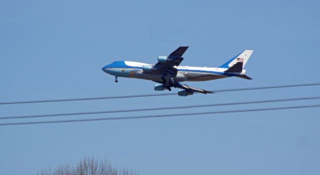 Boeing 747-200 (92-9000) - MAGNOLIA, DELAWARE, USA-MARCH 19, 2025: A United States Air Force jet, registration number 29000, is seen at approximately 1141 hours flying over Magnolia, DE, about five miles south of Dover Air Force Base, shortly before landing. This plane, which has the Presidential Seal on it, is often used as Air Force One when the President is on board. Today it could be seen, for about 90 minutes or so, practicing takeoffs and landings at nearby Dover Air Force Base. 