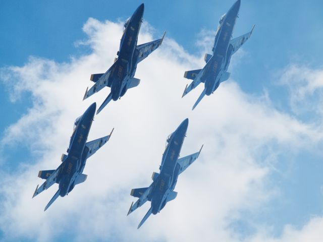 — — - Blue Angels @ KTVC performing during the Cherry Festival at Traverse City, MI