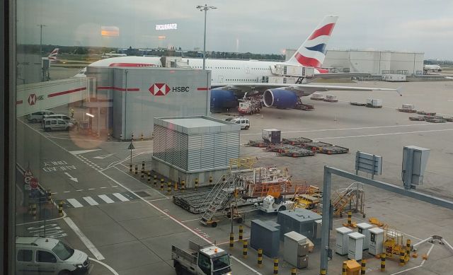 Airbus A380-800 (G-XLED) - BA57 A380 (G-XLED) boarding at Gate C63 T5 to Johannesburg OR Tambo, 30.5.2023