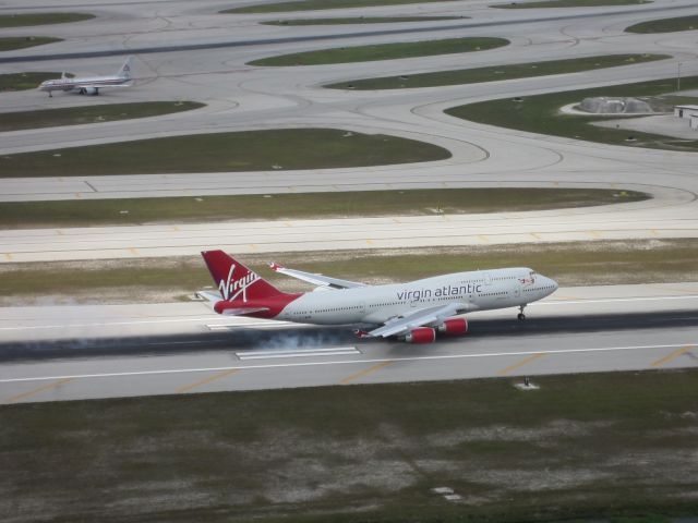 Boeing 747-200 (G-VTOP) - Picture of Virgin Atlantic landing at KMIA on May 18, 2013. Picture taken from Miami tower.