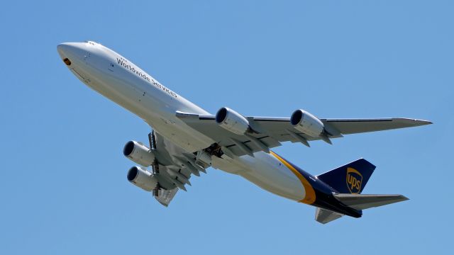 BOEING 747-8 (N615UP) - UPS9105 on rotation from Rwy 34L for delivery to KSDF on 4.30.19. (ln 1553 / cn 64261).