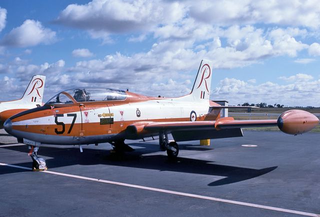 A7057 — - AUSTRALIA - AIR F0RCE COMMONWEALTH CA-30 (MB326H) REG A7-057 (CN CA30-57) - EDINBURGH RAAF BASE ADELAIDE SA. AUSTRALIA - YPED (23/4/1977)