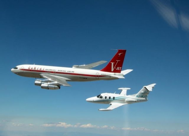 Eclipse 500 (N218JT) - John Travoltas Eclipse and Boeing 707 flying together