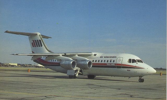 British Aerospace BAe-146-100 (N601AW) - scanned from postcardbr /air wisconsin