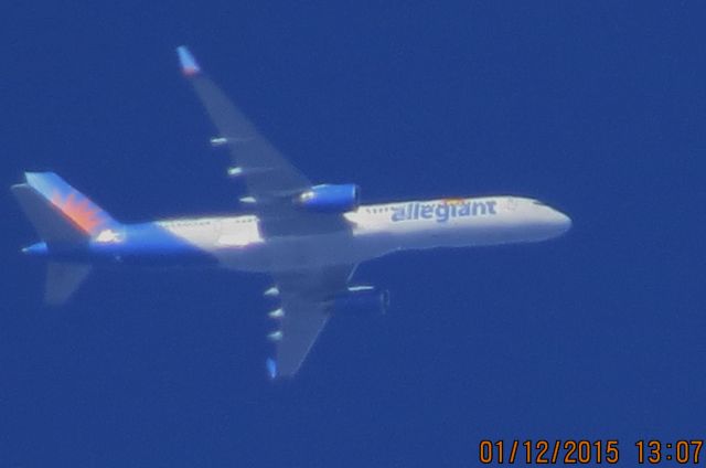 Boeing 757-200 (N901NV) - Allegiant Air flight 402 from Las Vegas Nevada to Springfield Missouri over Baxter Springs Kansas (78KS) at 21,000 feet.