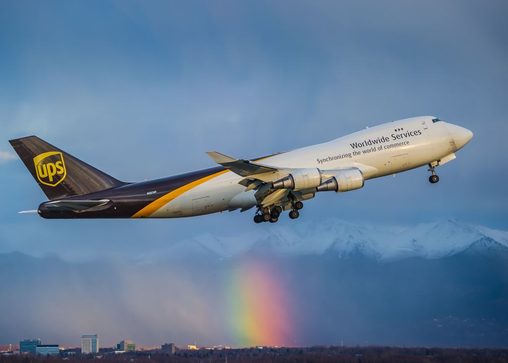 Boeing 747-400 (N581UP) - A UPS Boeing 747-400 blasts out of Anchorage on a beautiful Fall day in October. ©Bo Ryan Photography | a rel=nofollow href=http://www.facebook.com/BoRyanPhotowww.facebook.com/BoRyanPhoto/a Please vote if you like the image!