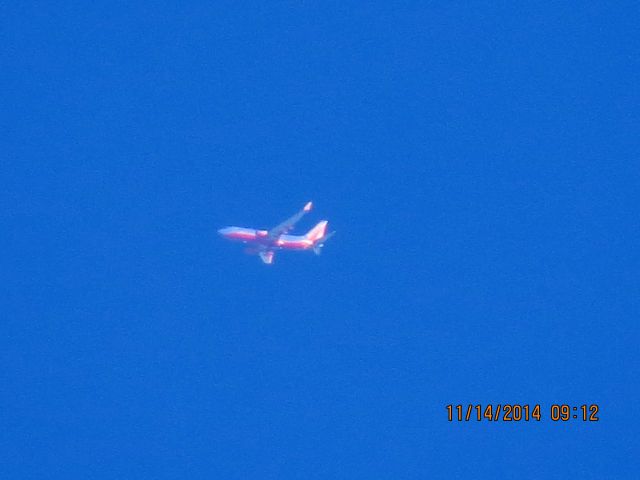 Boeing 737-700 (N474WN) - Southwest Airlines flight 4035 from SDF to PHX over Southeastern Kansas at 38,000 feet.