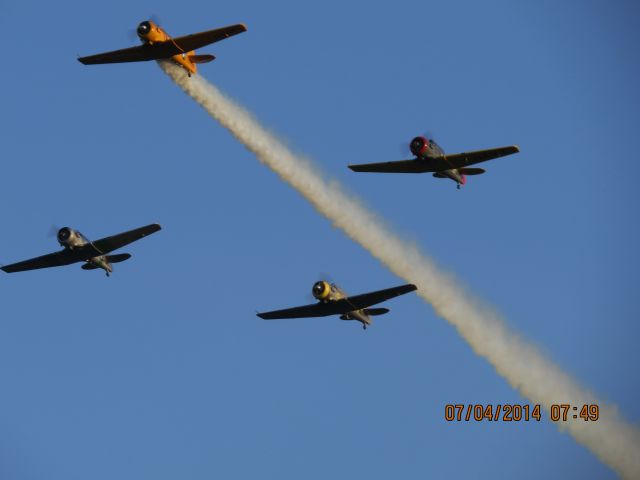 North American Trojan (LDA14454) - Duck Creek at Grand Lake Oklahoma small airshow before the biggest fireworks show in the Midwest.