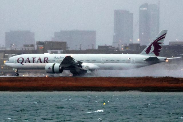 BOEING 777-300ER (A7-BEM) - IAD weather diversion to BOS on 12/12/24.